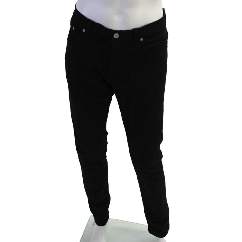 C-Of-H Man Mens Cotton Slim Fit Five Pocket Pants Black Size 34